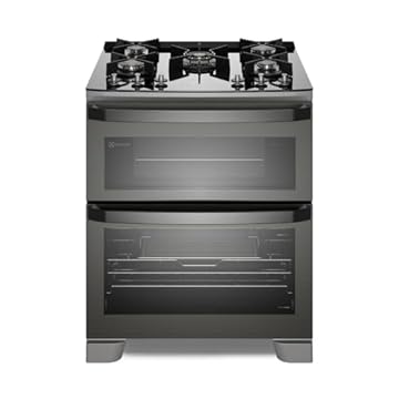 Fogão 5 bocas Electrolux Preto Expert com Duplo Forno, Função Air fryer e Mesa de Vidro (FE5AD) 220V