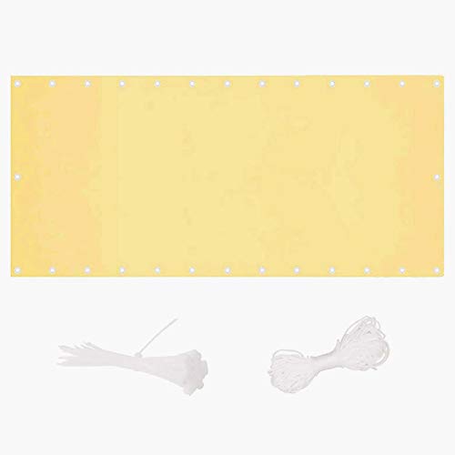 Panel de privacidad para exteriores de 0,85 x 5 m, con clips y cuerdas, fácil instalación, para jardín, balcón, terraza, piscina, color crema