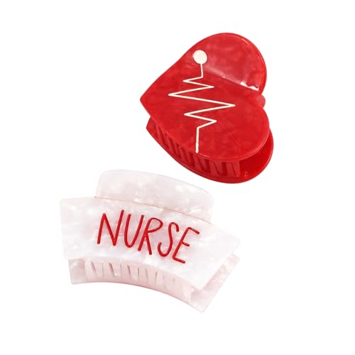 Personalized Acetate Nurse Cap Claw Clips Red Heart Shape Hair Clips Heart Shape Hair Jaw Clips for Women Nightingale International Nurses Day May 12 Gift Hair Clips for Women