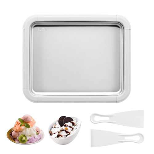 Horuili® molde para helados DIY, máquina para hacer rollos de helado, rollo de helado instantáneo con 2 espátulas, batidora de acero inoxidable