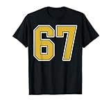 Old Gold Black White Sports Number 67 Jersey Uniform Player T-Shirt