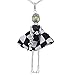 Hanessa Damen-Schmuck Silberne Hals-Kette mit Puppe-Anhänger Zinklegierung in Silber mit Schlüssel und Schachbrett-Muster-Kleid Geschenk für die Ehe-Frau/Freundin/Frauen