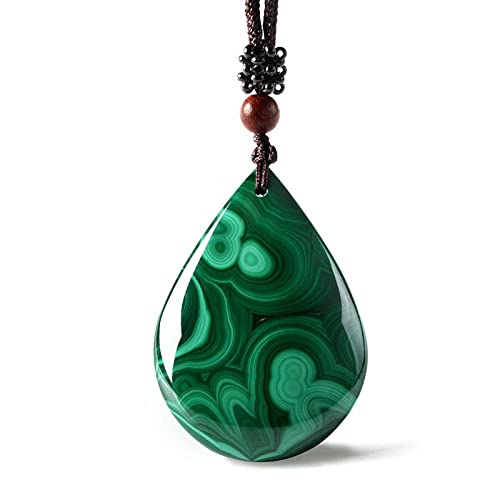 UZKWYKYC esculpido de jade, amuleto Amuleto de la suerte tallado, colgante de jade con gota de agua de malaquita, joyería fina (color: blanco)