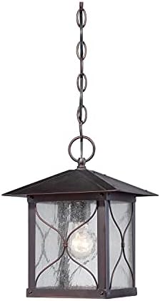 Nuvo Lighting 60/5614 Vega Hanging One Light Lantern 100-watt Outdoor Pendant Porch and Patio Lighting with Clear Seeded Glass, Classic Bronze