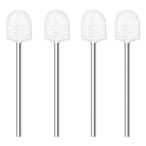 Toilet Brush Set with Stainless Steel Handle - White, 4PCS