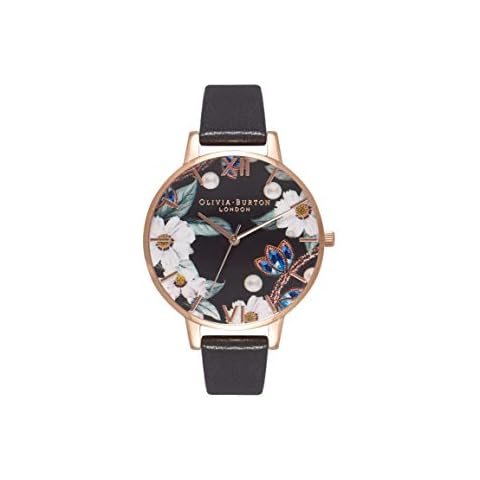 Olivia Burton Women's Black Leather Watch Cover