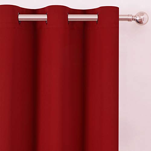 Image of LEMOMO Blackout Curtains 66 x 95 inch /Red Curtains Set of 2 Panels /Thermal Insulated Room Darkening Bedroom Curtains