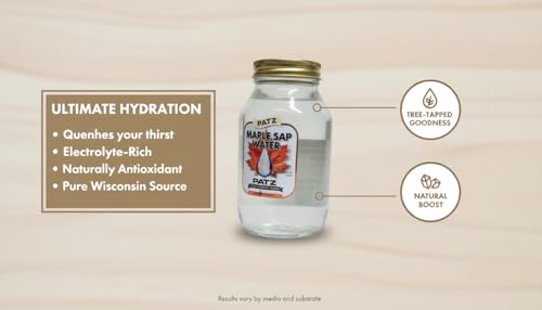Patz Pure Maple Sap Water - 32oz - Wisconsin Tree-Tapped Hydration, Nutrient-Rich, Electrolyte-Packed, Natural Refreshment, Limited Harvest