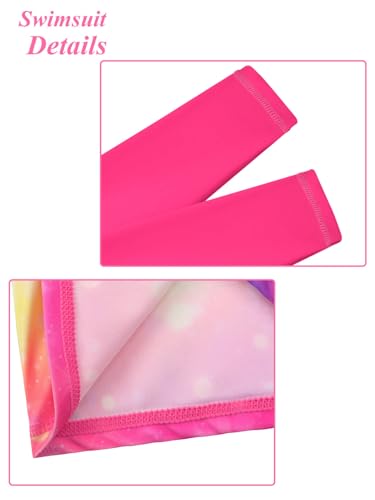 Image of Girls Two Piece Swimsuit Long Sleeve Floral Bathing Suit UPF 50+ Summer Beach Swimwear