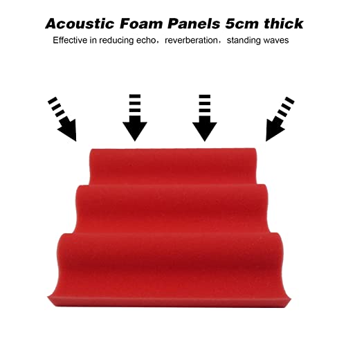 Moochy 12pcs Tratamento acústico Onda de espuma Painéis de espuma acústica à prova de som Placa de e