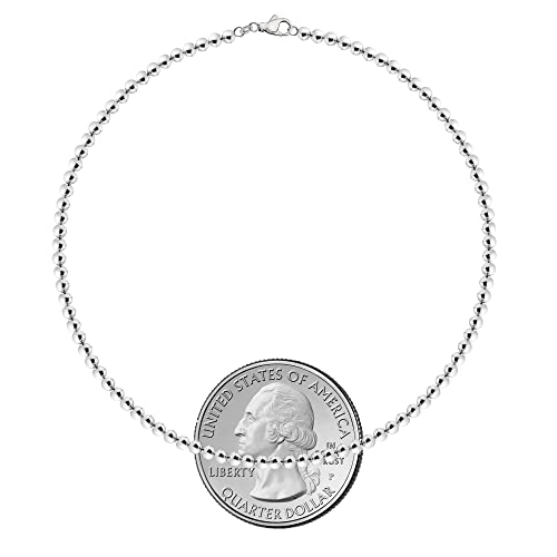 Savlano 925 Sterling Silver 3MM, 4MM Handmade Bead Ball Strand Chain Bracelet With Gift Box - Made in Italy3
