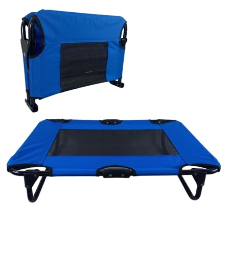 Generico Brandina per Cani - Lettino Animali Domestici Taglia Media - Pieghevole Salvaspazio per Interno ed Esterno - Lettino per Cani Rialzato Oxford Traspirante Microforato- 76x52 x 18 cm Blu