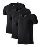 COLORFULLEAF Mens Undershirt Bamboo Rayon Moisture-Wicking T-Shirts Stretch V-Neck Tees for Men 3-Pack (Black, S)