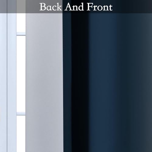 Image of SimpleHome Ombre Navy Blue to Grey White Curtains for Living Room 70Wx63L | Room Darkening Curtains for Bedroom,Gradient Light Blocking Curtain,Thermal Insulated Grommet Window Drapes,2 Panels,63 Inch