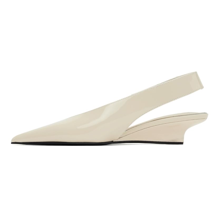 Women's Wedge Heel Slingback Pumps Low Heel Pointed Toe Sandals Closed Toe Patent Leather Dress Party Wedding Shoes4