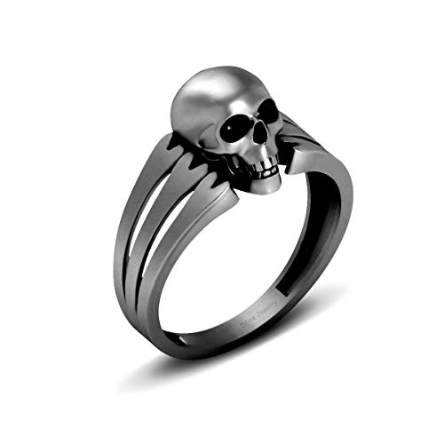 Bague de mariage gothique tête de mort argent 925 anneau unisexe