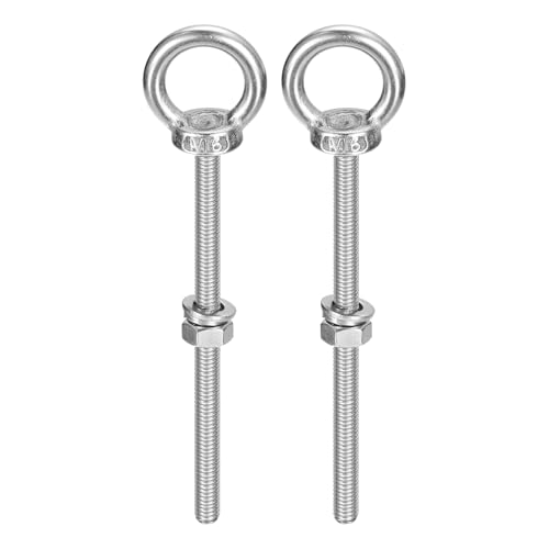 Image of uxcell Lifting Eye Bolt, 2 Sets M6 x 90mm Eye Bolt with Nut Washer 304 Stainless Steel Shoulder Lifting Ring Eye Bolt for Hanging Item