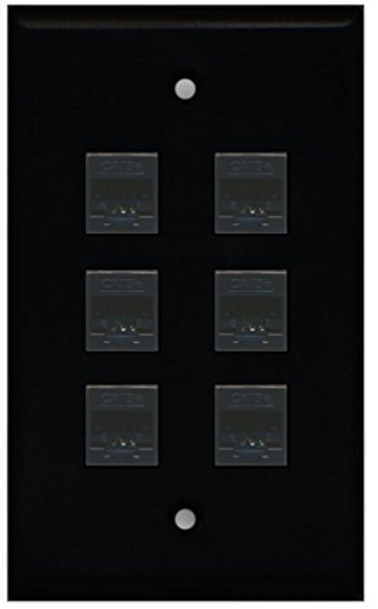 1 Gang 6 Port Cat5e Wall Plate - Black