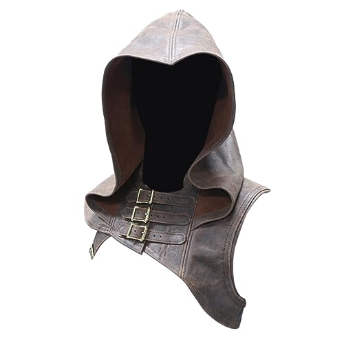 Chapeau japonais tricoté contre le froid avec capuchon cuir marron bouton punk S