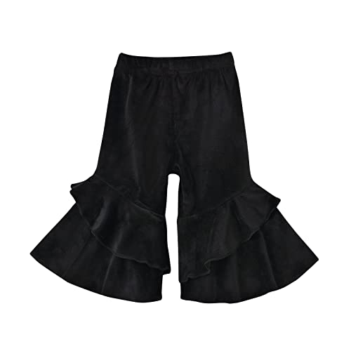 Toddler Baby Girls Bell Bottoms Pants Newborn Fashion Solid Ruffle Flare Pants Infant Velvet Leggings (Black, 2-3 Years)