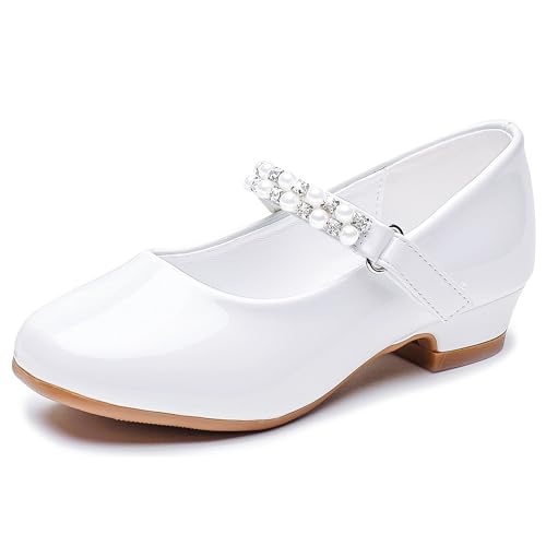 Furdeour Toddler Girls Mary Janes Shoes Low Heel Ballet Flats Wedding Party Dress Shoes for Kids