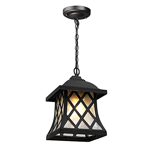 American Style E27 Outdoor Waterproof Victoria Suspension Light Exterior Garden Porch E27 Glass Chandelier European Style Patio Bronze Aluminum Lamps Decorate/Black/23.5 * 23.5C