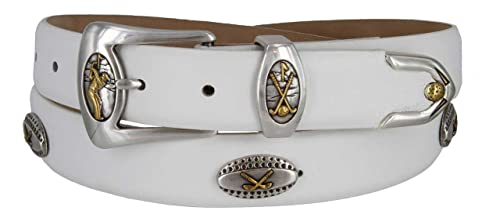 BS8642_Genuine Full-Grain Cowhide Leather Designer Golf Dress Belt, 1-1/8