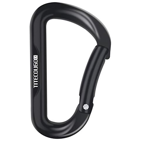 TITECOUGO Aluminum Alloy D-Ring High Strength Carabiner Key Chain Clip Hook Nonlocking For Camping Hiking Black 1Pcak Cover