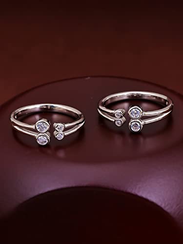 Women's 925 Sterling Silver Cubic Zirconia Toe Rings, Valentine's Gift