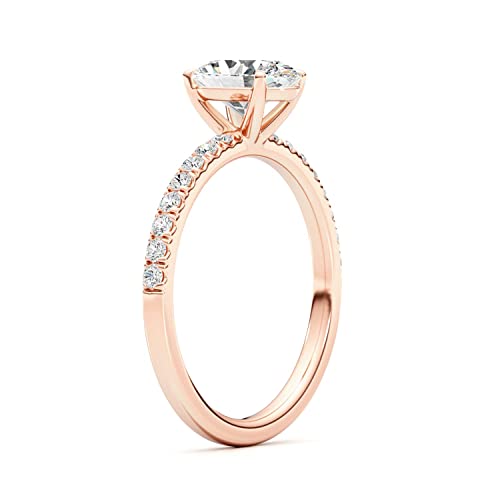 1/4 Carat Lab Grown Diamond and 2 1/3 Carat Oval Cut Moissanite Engagement Ring for Women in 14k White or Rose Gold (G-H, VS, cttw) Anniversary Promise Ring Size 5.5 to 74