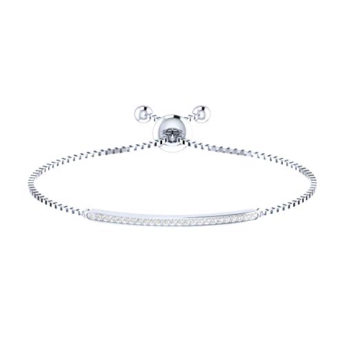 Image of Demira Jewels 1 /4 ct Single Line Diamond Tennis Bolo Bracelet in Solid 925 Sterling Silver, Free Size