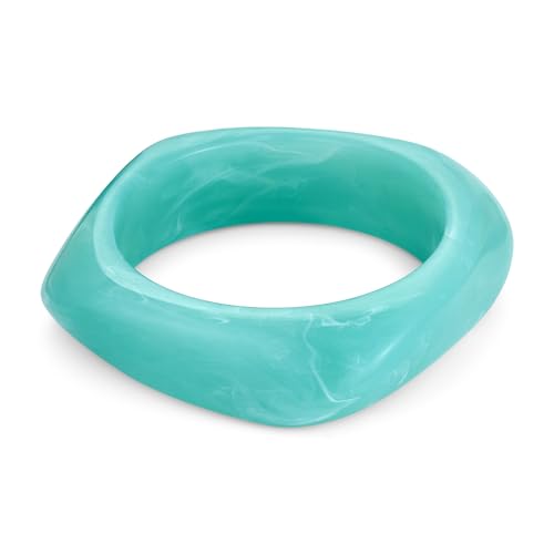 WOWORAMA Colorful Resin Acrylic Bangle Bracelets for Women Geometric Chunky Mottled Acetate Resin Bangles Wide Acrylic Plastic Bracelets Statement Jewelry
