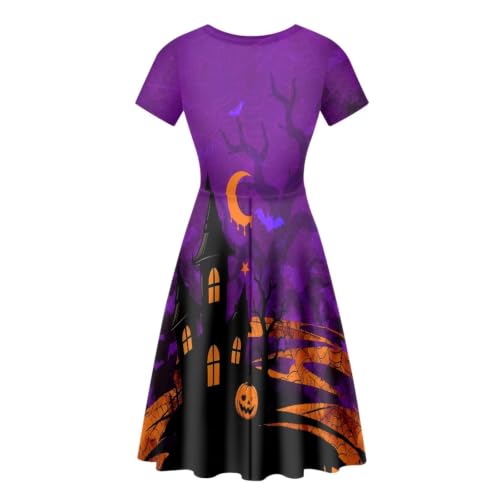 Image of Forchrinse Summer Dresses for Women Crew Neck Short Sleeve Midi Dress Casual Beach Vacation Sundress