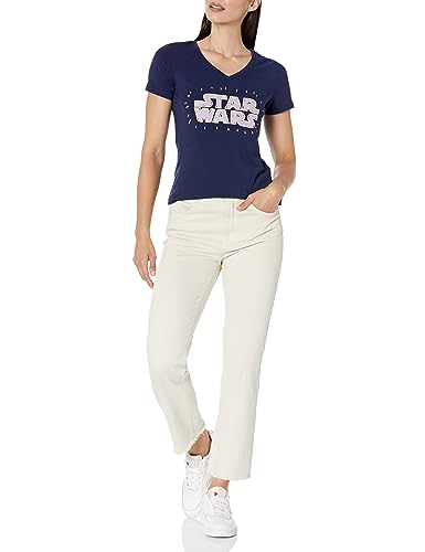 Image of Amazon Essentials Disney | Marvel | Star Wars | Princess Women's Classic-Fit Short-Sleeve V-Neck T-Shirt, Multipacks