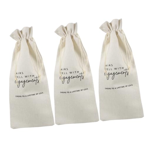 Bolsa elegante con cierre para proteger y decorar botellas de vino en bodas, pack de 3 piezas