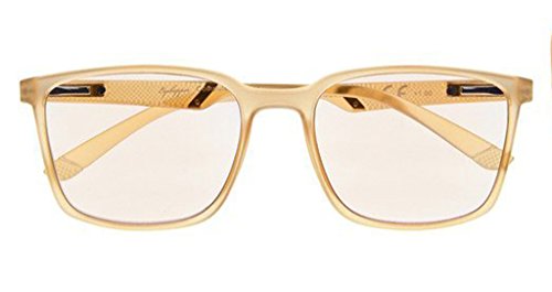 Large Frame Computer Glasses Blue Light Filter Reading Eyeglasses Women Men(Champagne) +2.0