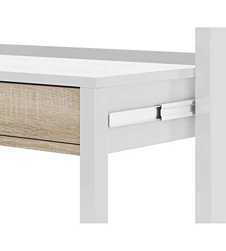 Miniatura 5 de Habitdesign Mesa Escritorio Extensible, Mesa Estudio, Consola, Color Blanco Artik Y Roble Canadian, Medidas: 98,5 Cm Largo X 36-70 Cm Fondo X 87,5 Cm Alto