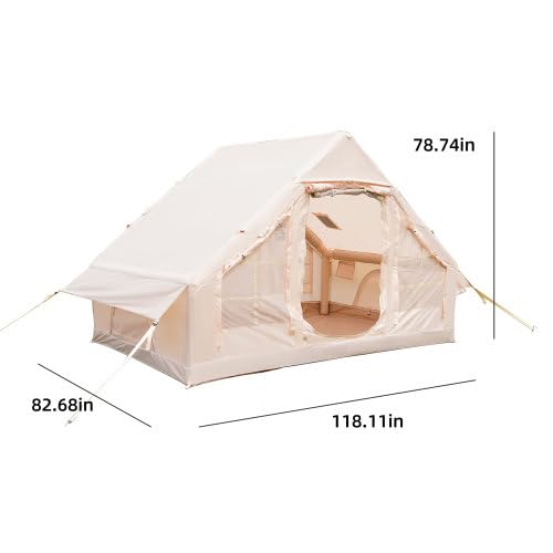 Carpa Inflable para Camping 2-4 Personas 4 Temporadas Beige miniatura 3