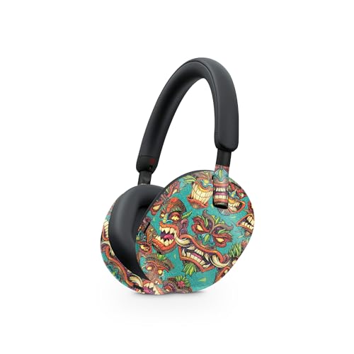 Image of MightySkins Glossy Glitter Skin Compatible with Sony WH-1000XM5 Headphones - Crazy Tikis | Protective, Durable High-Gloss Glitter Finish | Easy to Apply