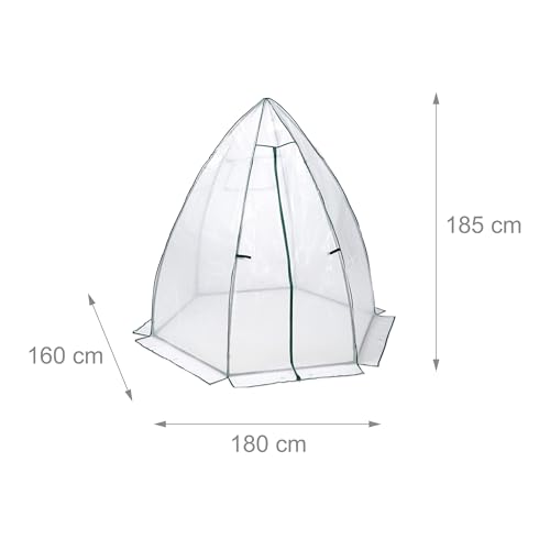 Relaxdays Überwinterungszelt, Foliengewächshaus, HBT: 185x180x93 cm, Winterschutz Pflanzen, Tür & Fenster, transparent