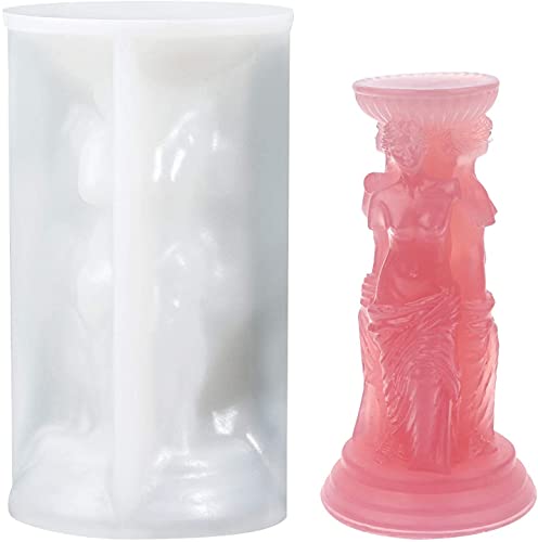 3D Venus Goddess Candle Mold, Transparent Venus Goddess Ancient Roman Pillar Silicone Mold for Candle Soap Resin Jewelry Making DIY Crafts Arts Decoration
