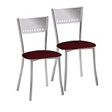 Silla de cocina tapizada ASTIMESA SCOBBU Dos sillas de Cocina, Metal, Burdeos, Altura de Asiento 45 cms