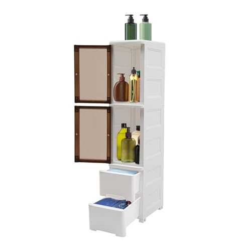 Estantería de nicho con ruedas, pequeño y estrecho, armario de baño estrecho, independiente, armario de baño con cajones, armario de baño estrecho, para dormitorio, salón, cuarto de baño