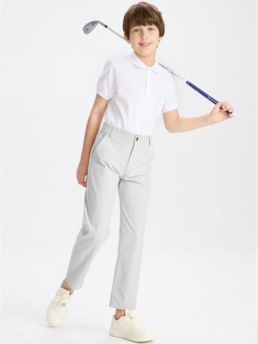 Image of DEVOROPA Youth Boy's Golf Pants Quick Dry Athletic Chino Flat Front Pants Kids School Uniform Clothes