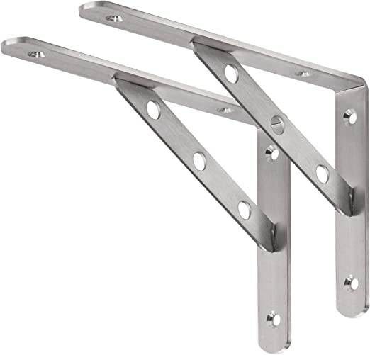 L ANGEL Shelf Bracket 8", Heavy Duty Stainless Steel Solid Shelf Support, Right Angle DIY L Bracket, Max Load: 220 lb, Pack of 2