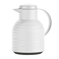 Emsa N40115 Samba Wave Isolierkanne | 1,0 Liter | Quick-Press Kunststoff | Glas-Isolierkolben | Kaffeekanne: 12h heiß/24h kalt | 100 % dicht | weiß