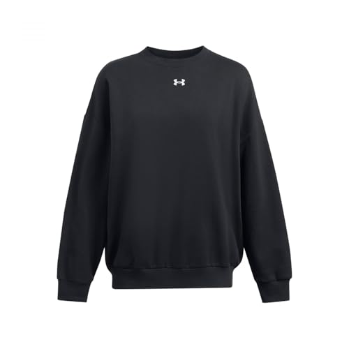 Under Armour Women Rival Fleece Oversized Crew, (001) Black / / White, X-Small