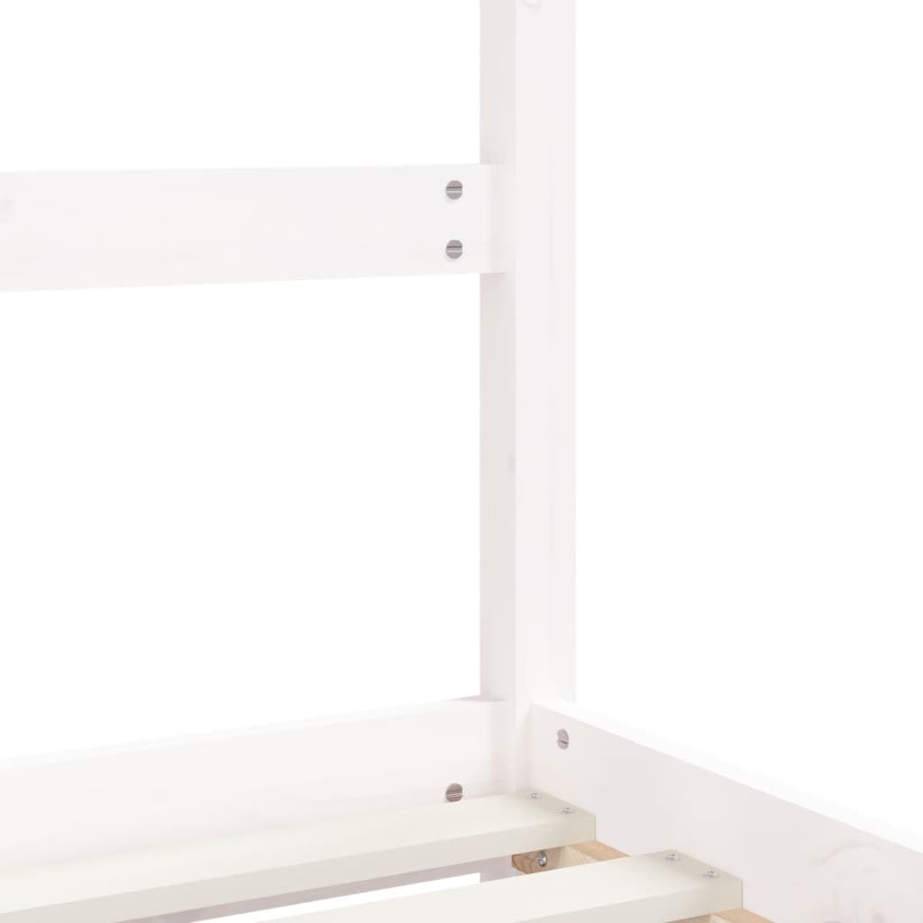 Kinderbett Weiß 70x140 cm Massivholz Kiefer mit Lattenrost und Schutzgitter für Kleinkinder geeignet, stabiles Holz, höhenverstellbar, umbaubar, mit Stauraum, ideal für Babys und Kinder