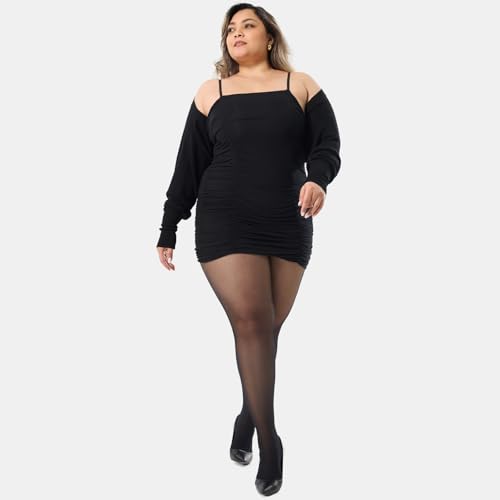 WiliW 2 Pairs Plus Size Sheer Tights for Women 40D T-Crotch Ultra Thin Pantyhose High Waist Stockings4