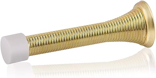 Image of HOMOTEK 20 Pack Spring Door Stopper with Rubber Bumper 3-1 /8 inch Flexible Spring Heavy Duty Wall Door Stop Low Mounted Door Bumper for Home (Bright Brass)